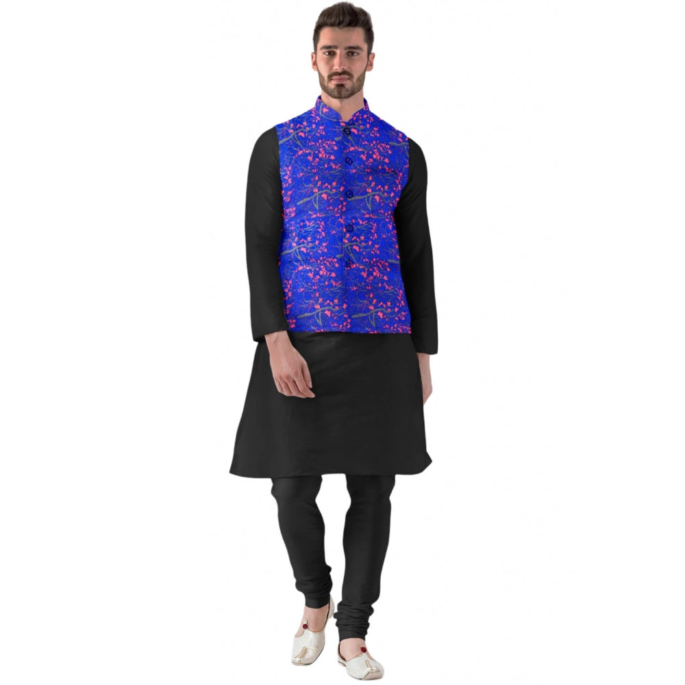Men's Jacquard Printed Full Sleeve Waistcoat — Blue · 6_36