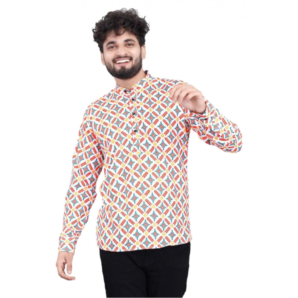 Men's Cotton Blended Printed Full Sleeve Shortkurta · 10_L