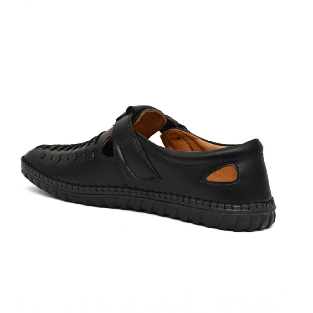 Men's Faux Leather Sandal — Black