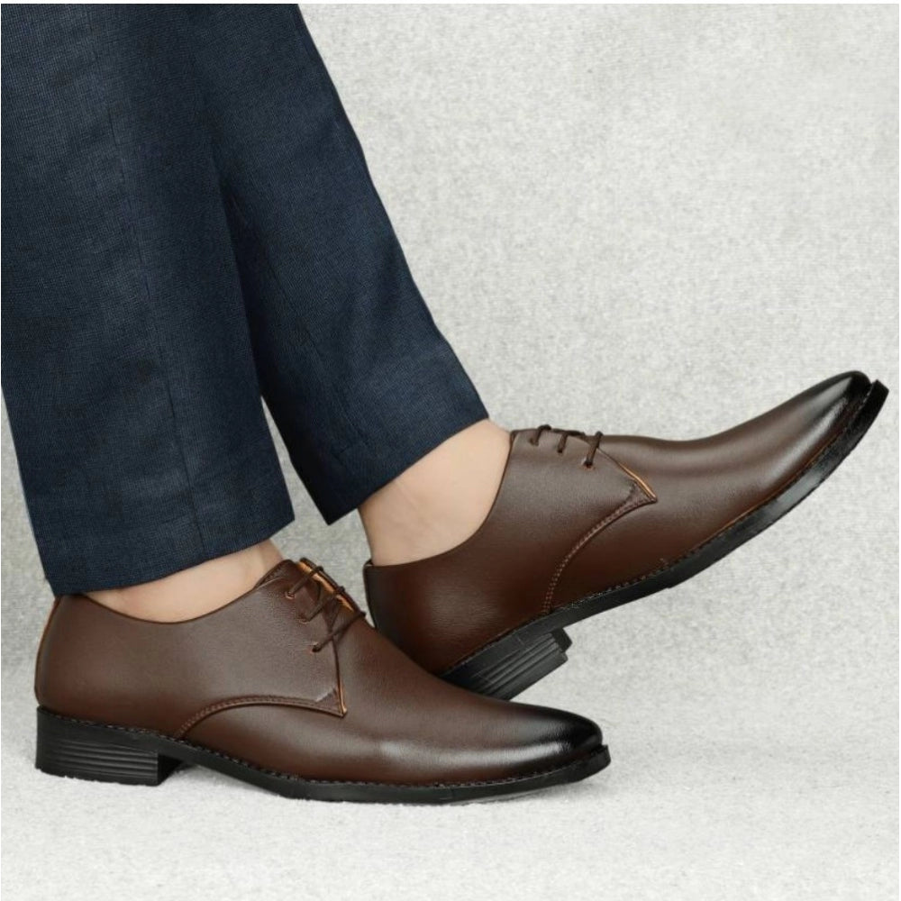 Men's Faux Leather Formal Shoes — Brown · dy_6