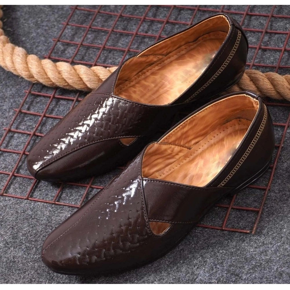 Men's Faux Leather Formal Shoes — Brown · ra_6