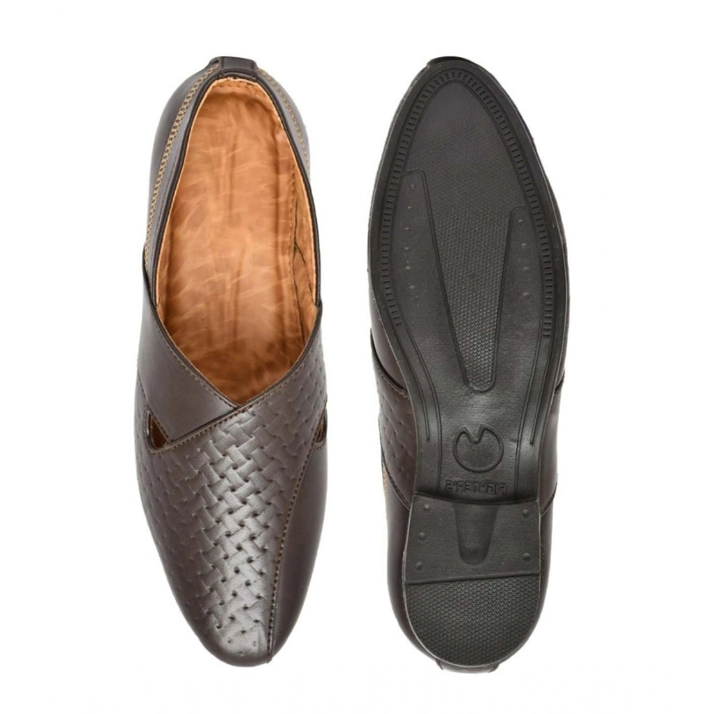 Men's Faux Leather Formal Shoes — Brown · ra_6