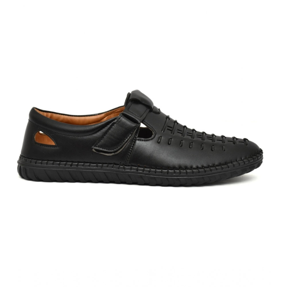 Men's Faux Leather Sandal — Black
