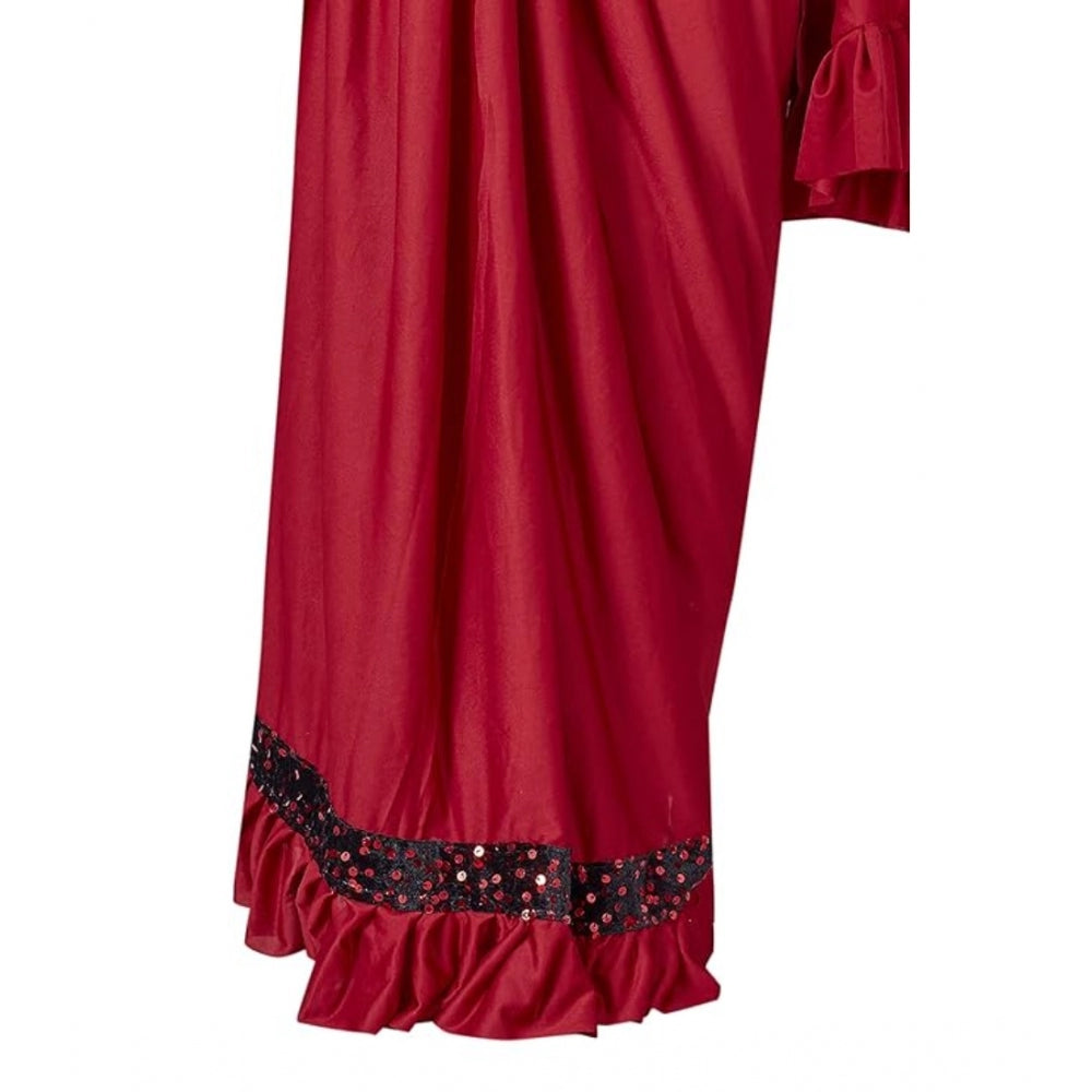 Women's Lycra Solid Saree — Red
