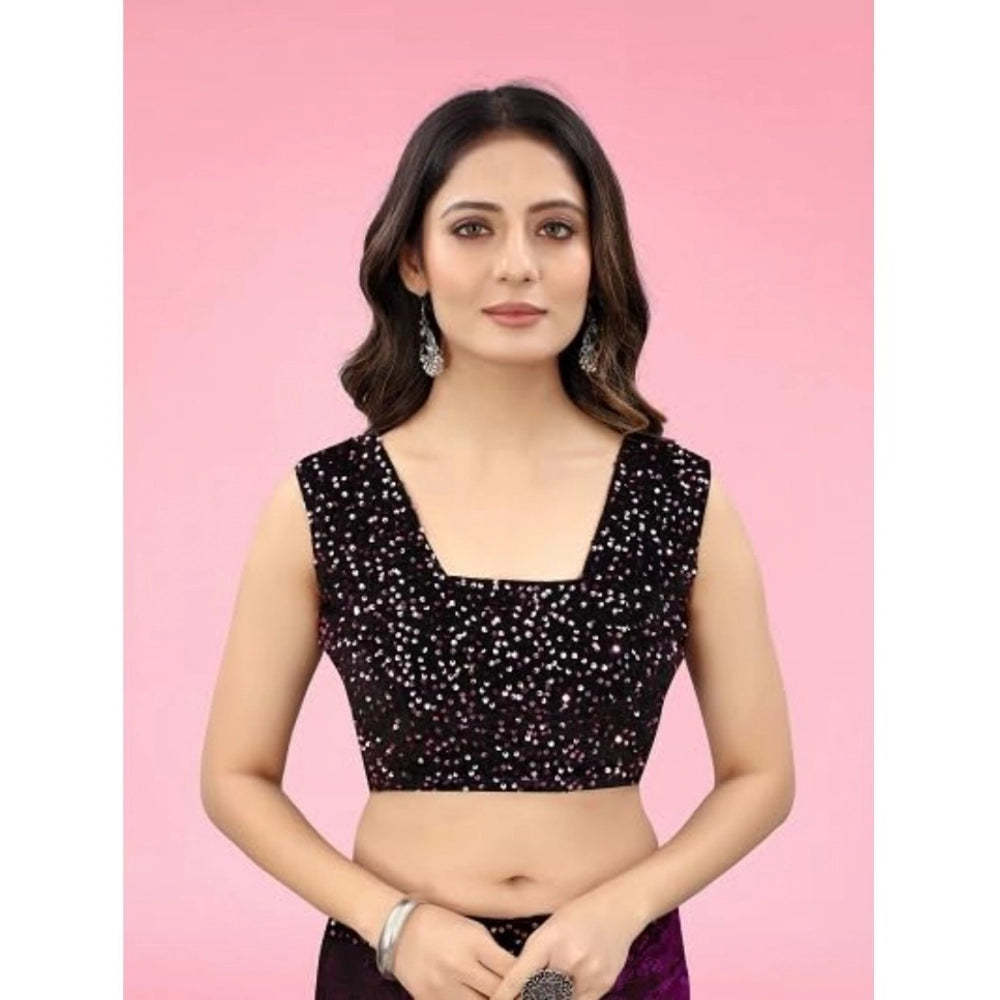 Women's Lycra Floral Saree — Wine
