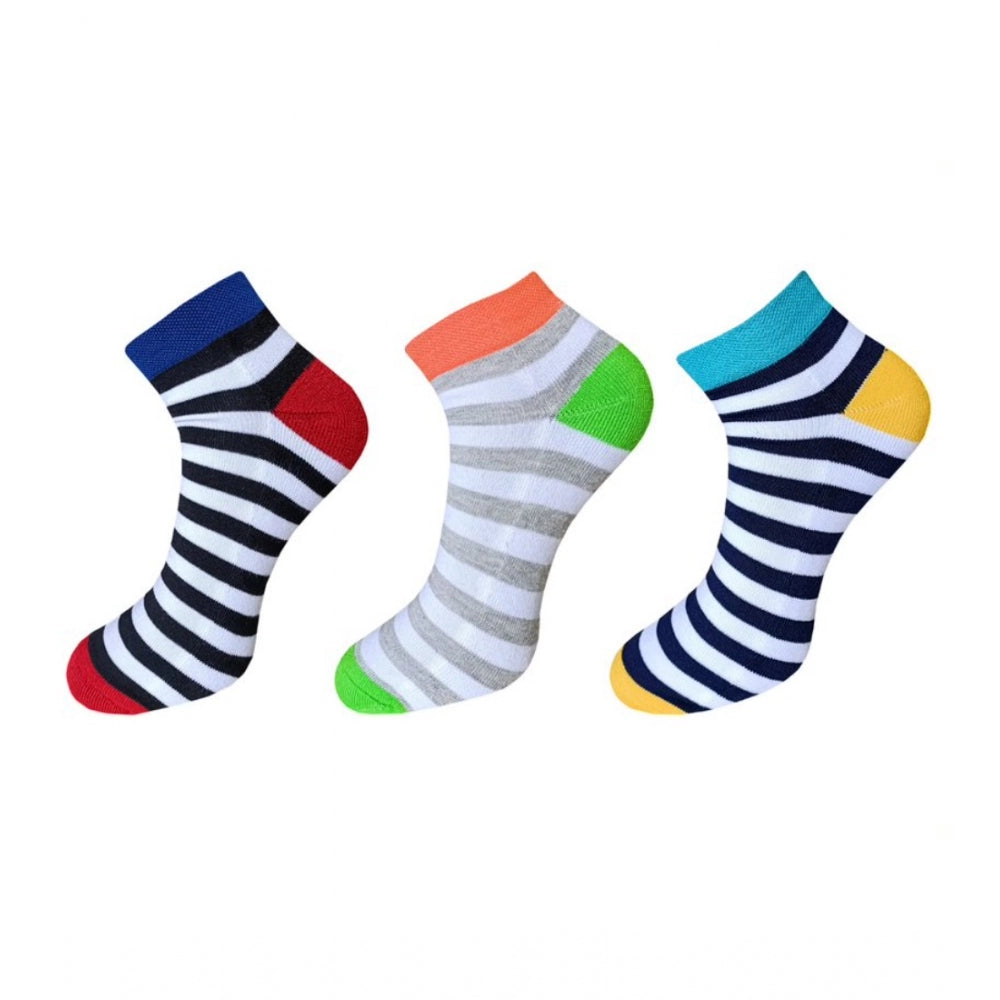 3_Pair Set Unisex Casual Cotton Striped Ankle Length Socks · 1118