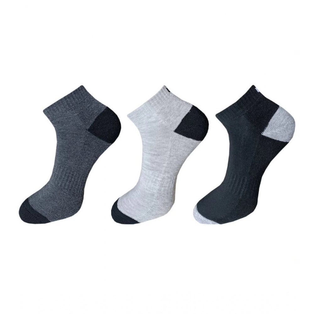 3_Pair Set Unisex Casual Cotton Solid Ankle Length Socks · 1114