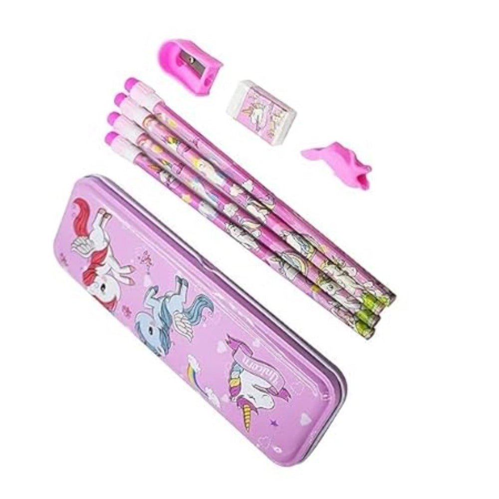 8_Pcs Set Unicorn Metal Pencil Box