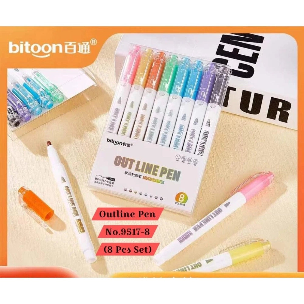 8_Pcs Set Outline Pen No.9517-8