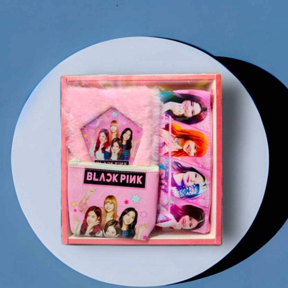 3 In 1 Black Pink Bts Stationery Set