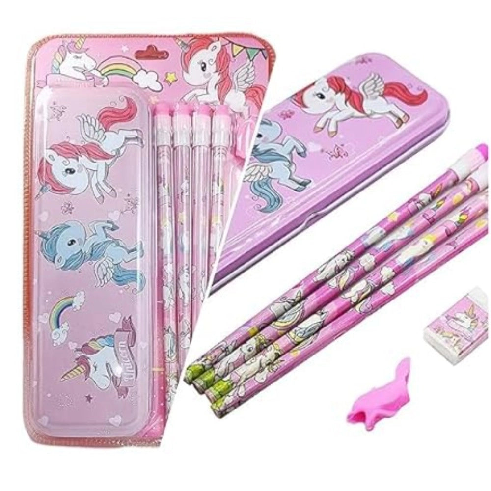 8_Pcs Set Unicorn Metal Pencil Box