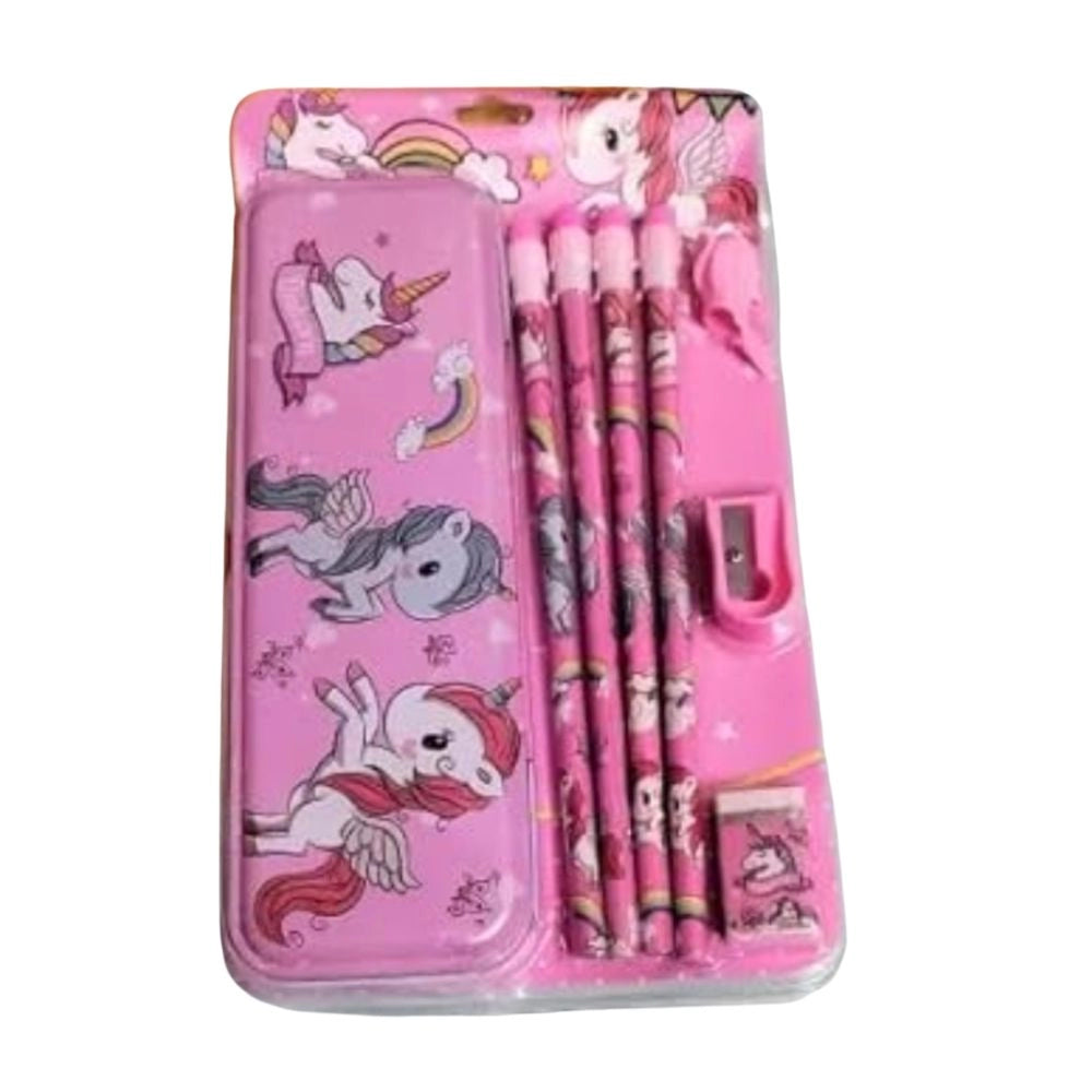 8_Pcs Set Unicorn Metal Pencil Box