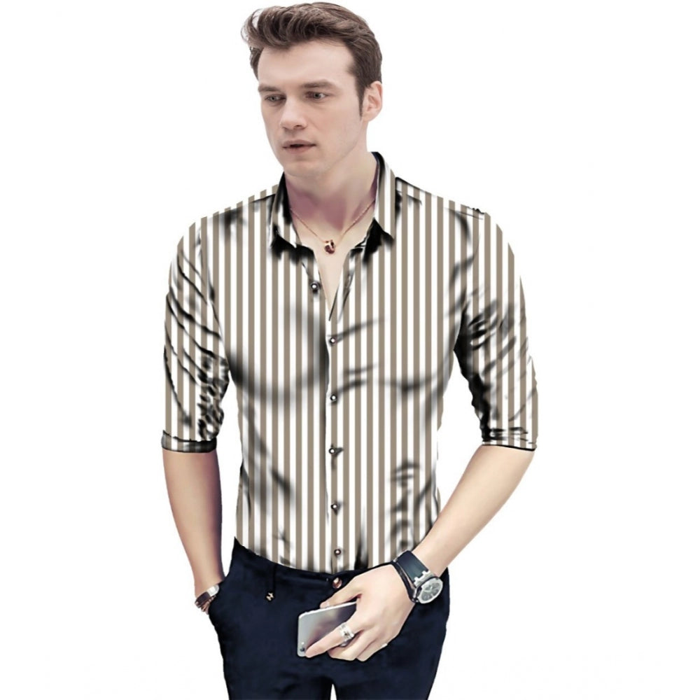 Men's Casual Floral Printed Cotton Blend Unstitched Shirt Fabric — Brown · 1068