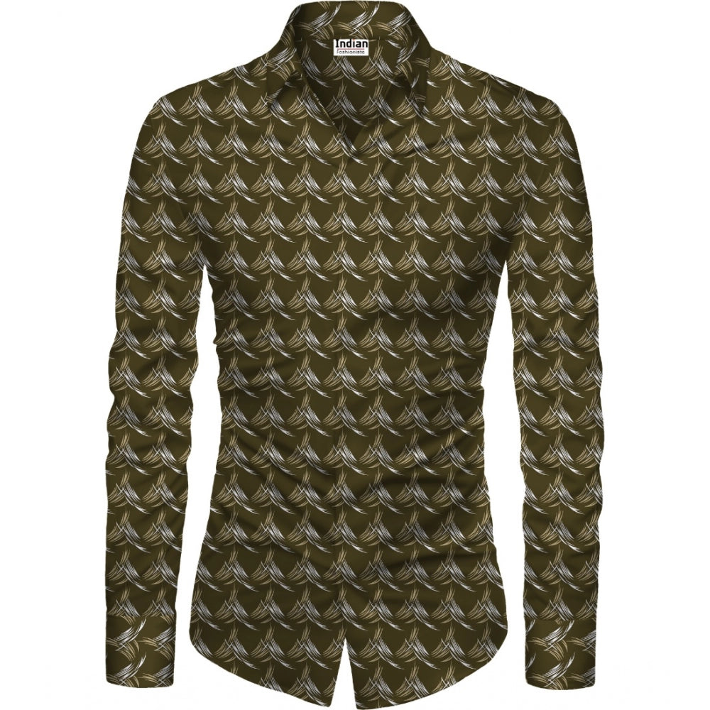 Men's Casual Floral Printed Cotton Blend Unstitched Shirt Fabric — Brown · 1030