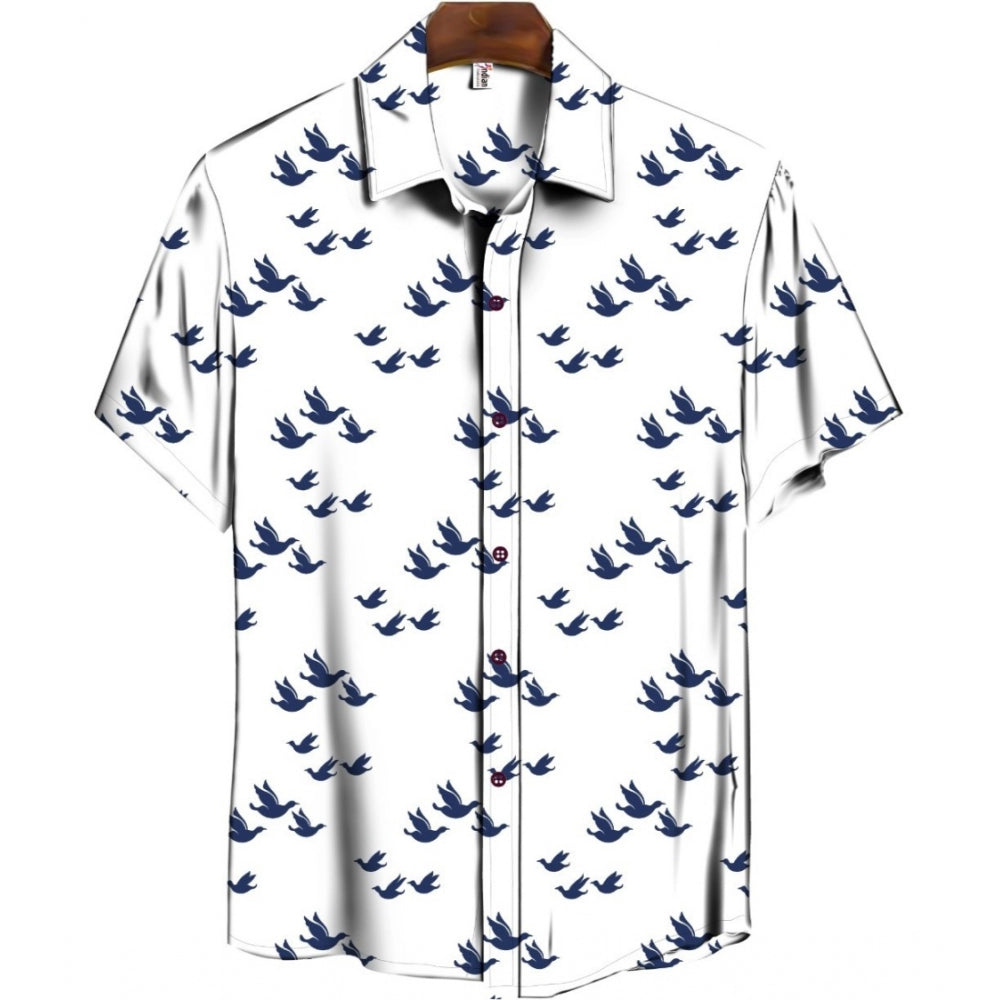 Men's Casual Floral Printed Cotton Blend Unstitched Shirt Fabric — Blue · 1005