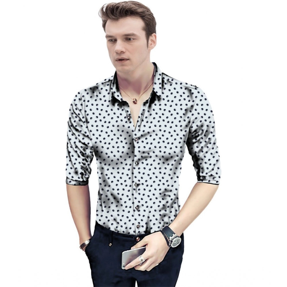 Men's Casual Floral Printed Cotton Blend Unstitched Shirt Fabric — White · 1062