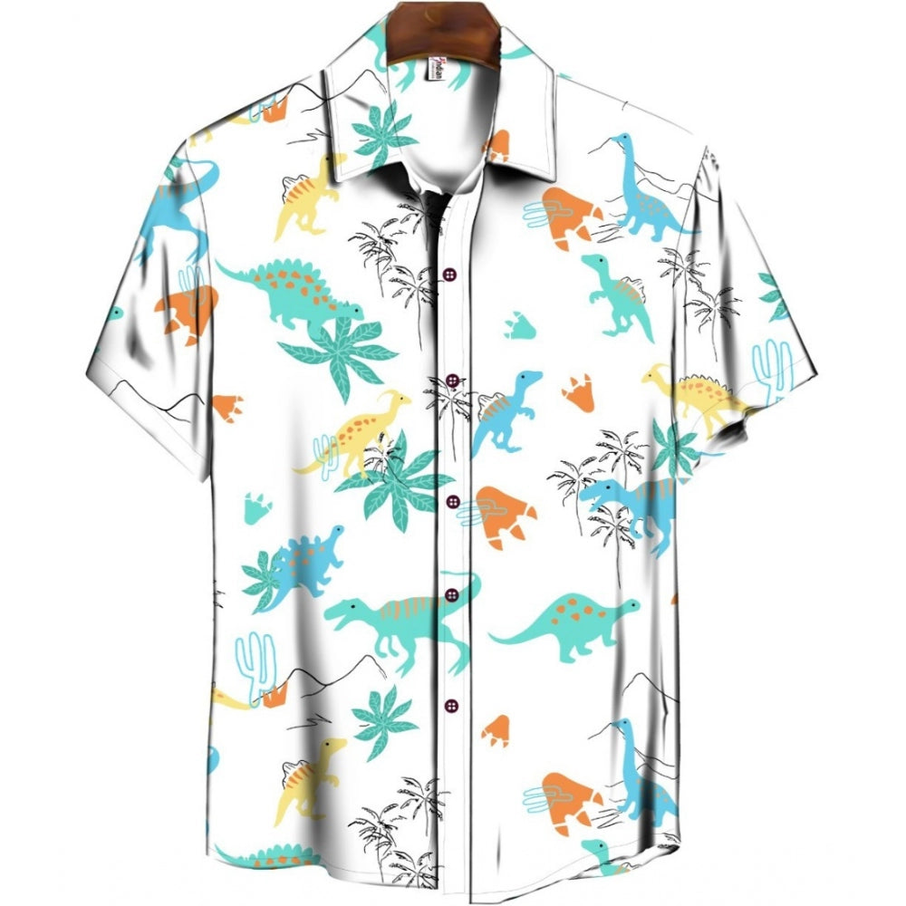 Men's Casual Floral Printed Cotton Blend Unstitched Shirt Fabric — Sky Blue