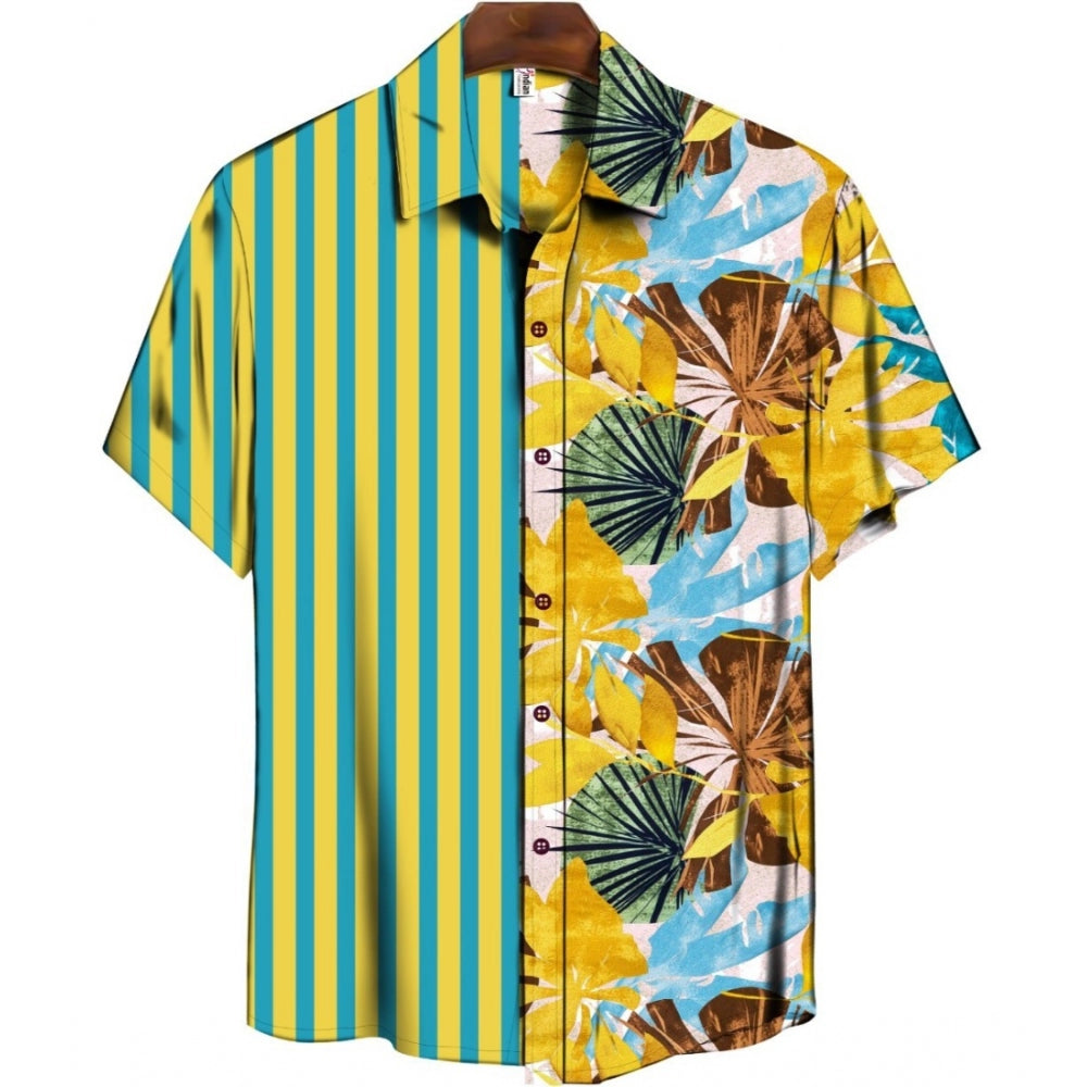 Men's Casual Floral Printed Cotton Blend Unstitched Shirt Fabric — Green · 1033