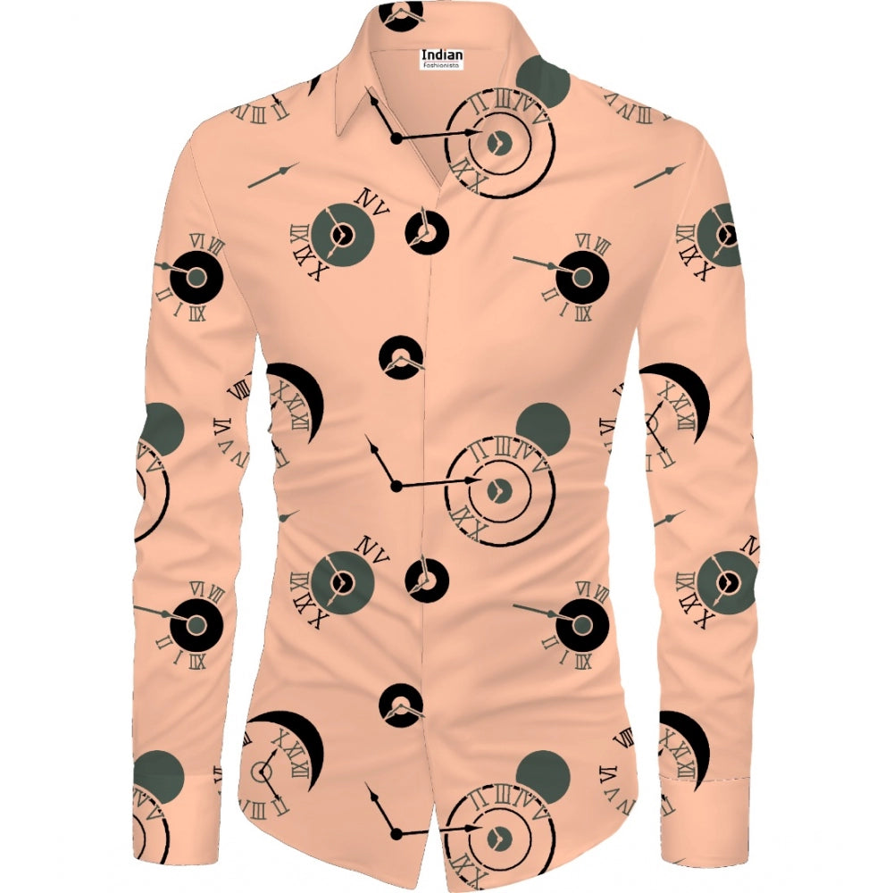 Men's Casual Floral Printed Cotton Blend Unstitched Shirt Fabric — Orange