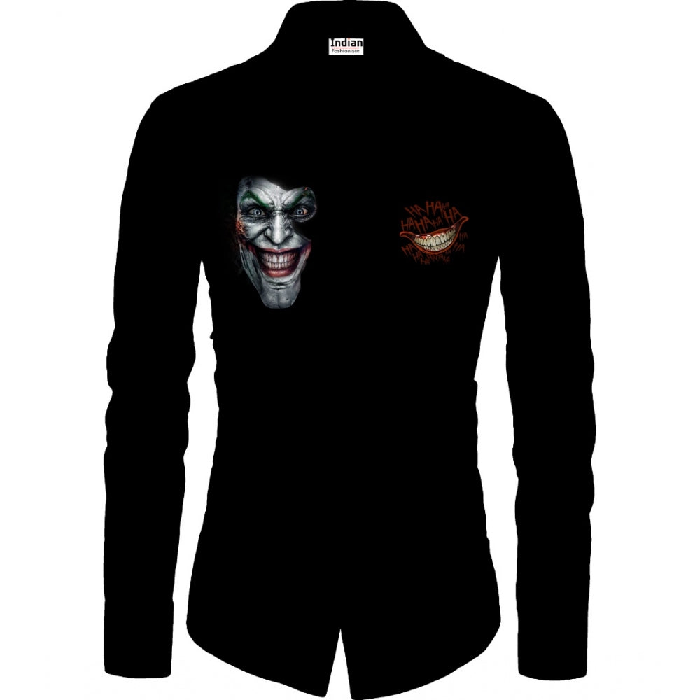 Men's Casual Floral Printed Cotton Blend Unstitched Shirt Fabric — Black · 1014
