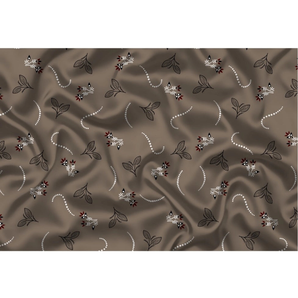Men's Casual Floral Printed Cotton Blend Unstitched Shirt Fabric — Brown · 1041