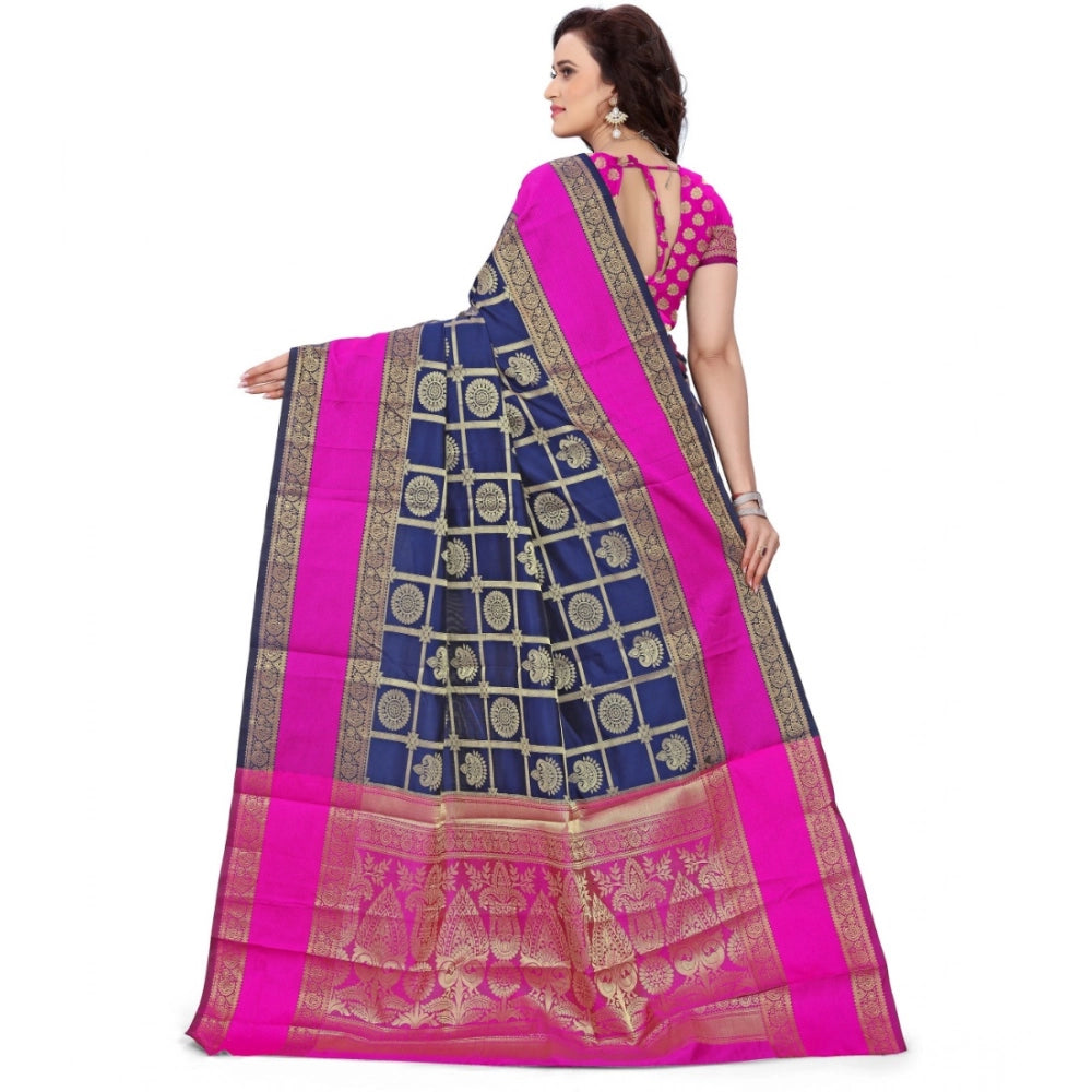 Women's Jacquard Woven Saree — Blue · 1041