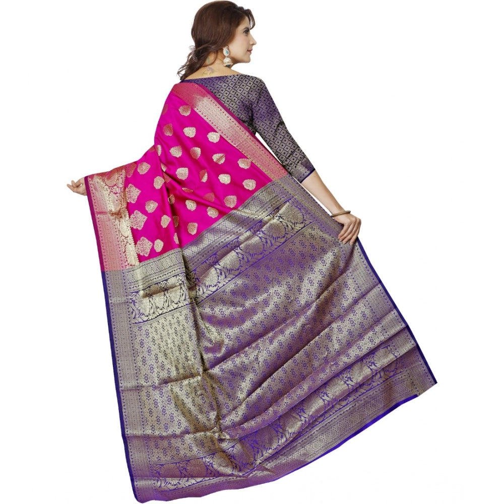 Women's Jacquard Woven Saree — Pink · 1078