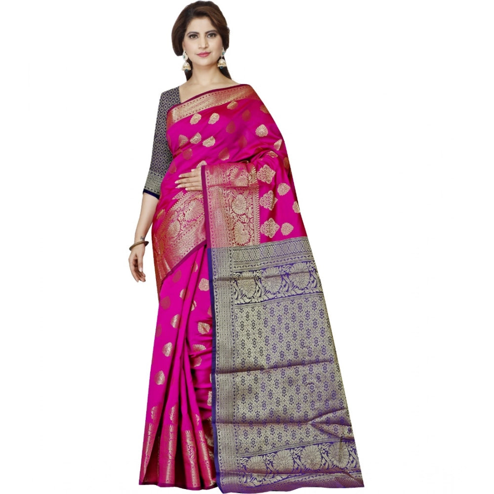 Women's Jacquard Woven Saree — Pink · 1078