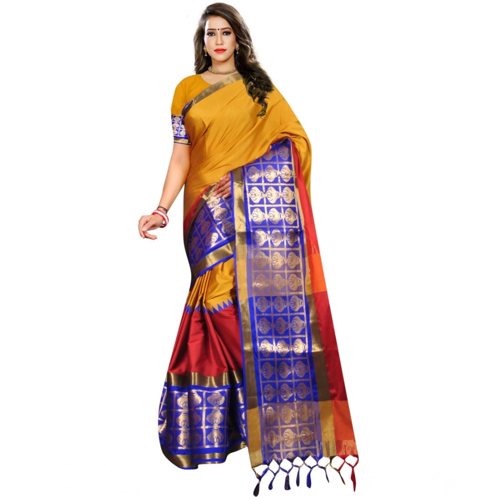 Women's Jacquard Woven Saree — Mustard · 1066