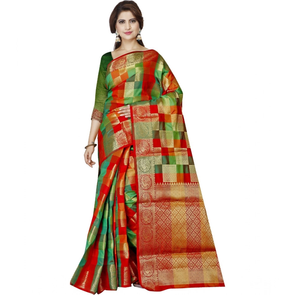Women's Jacquard Woven Saree — Red · 1269