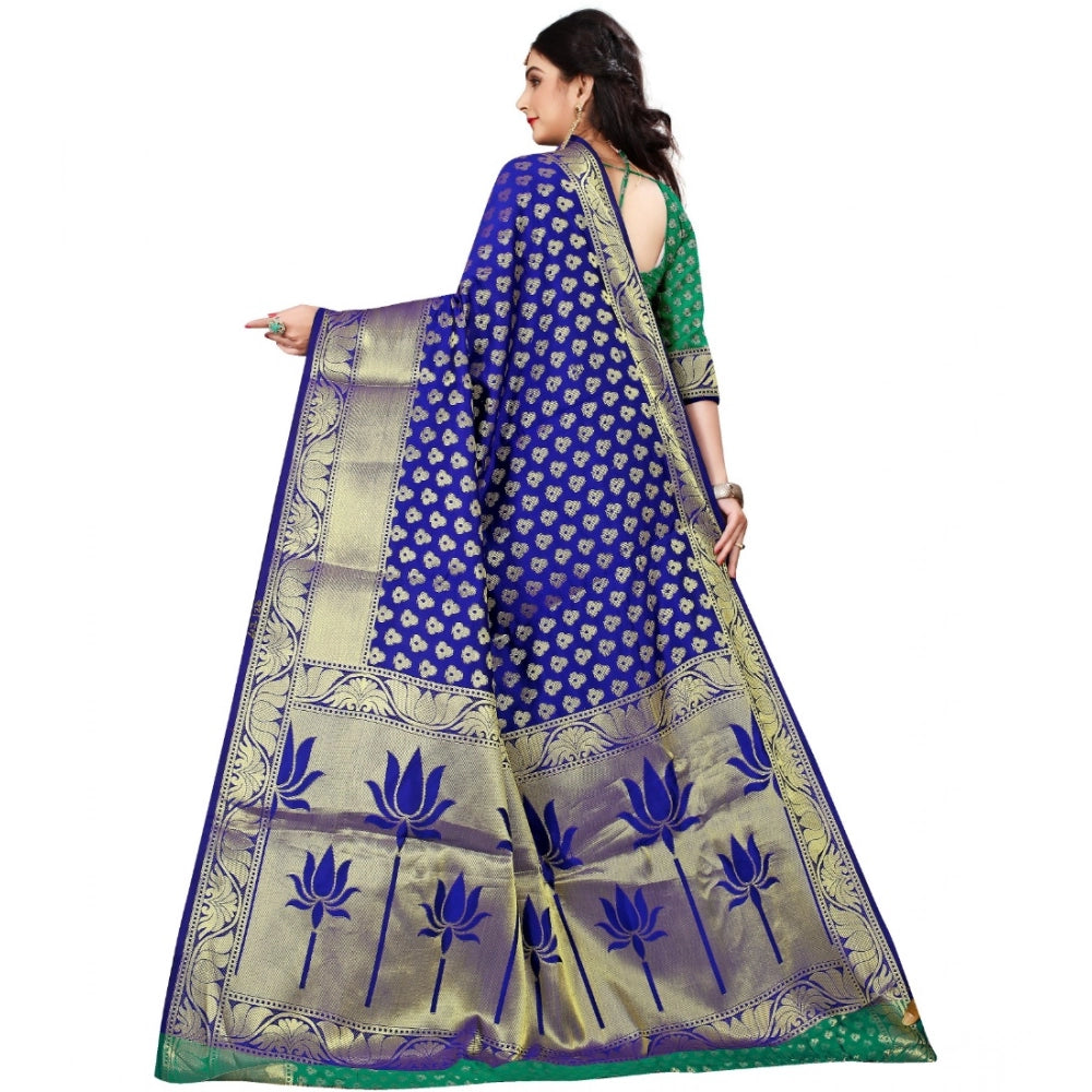 Women's Jacquard Woven Saree — Green · 1316