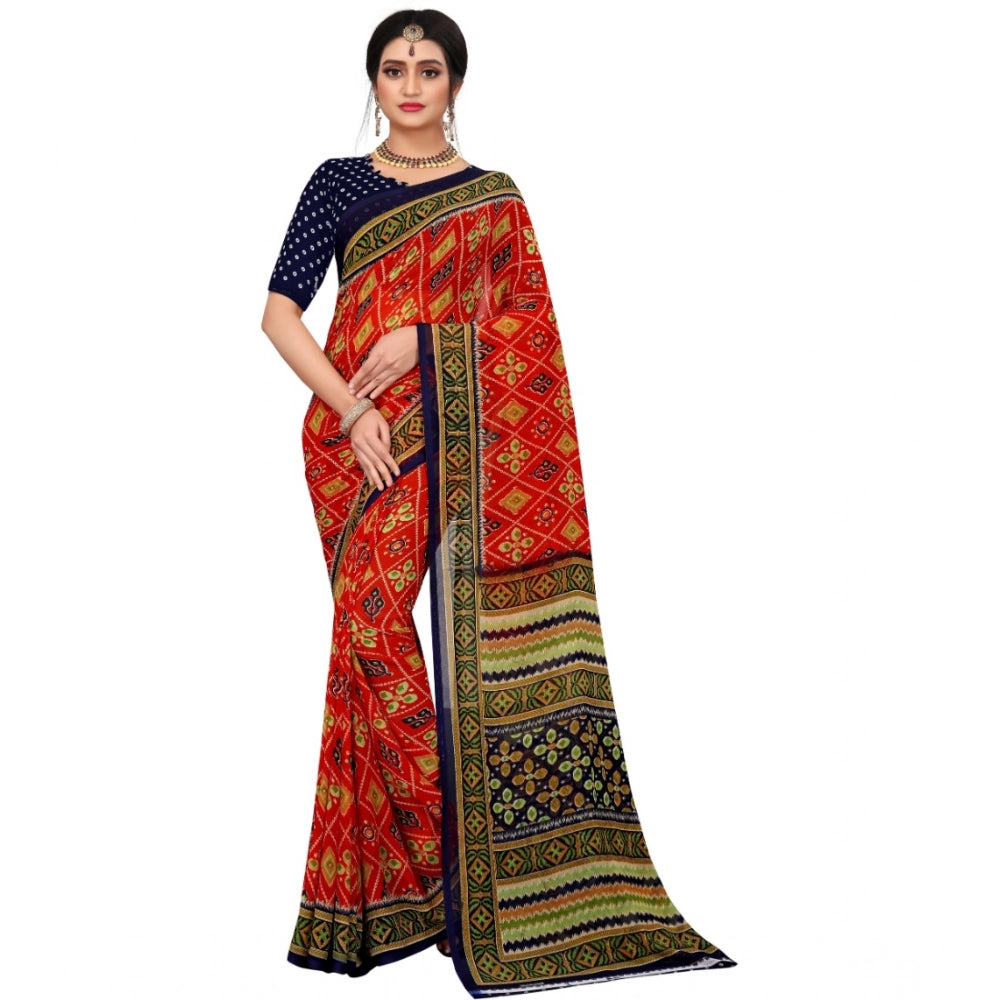 Women's Georgette Floral Print Saree