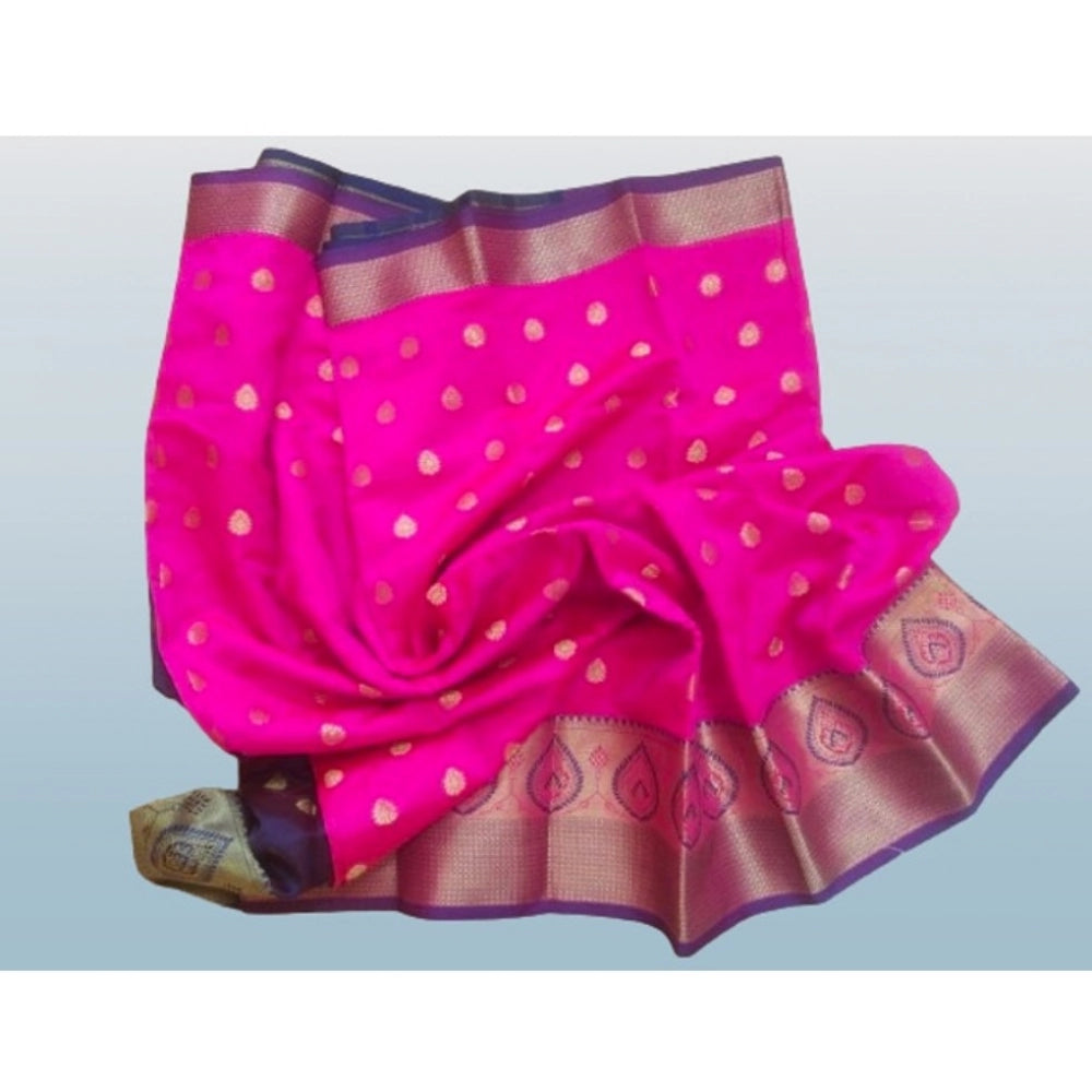 Women's Silk Blend Woven Saree — Pink · 1412
