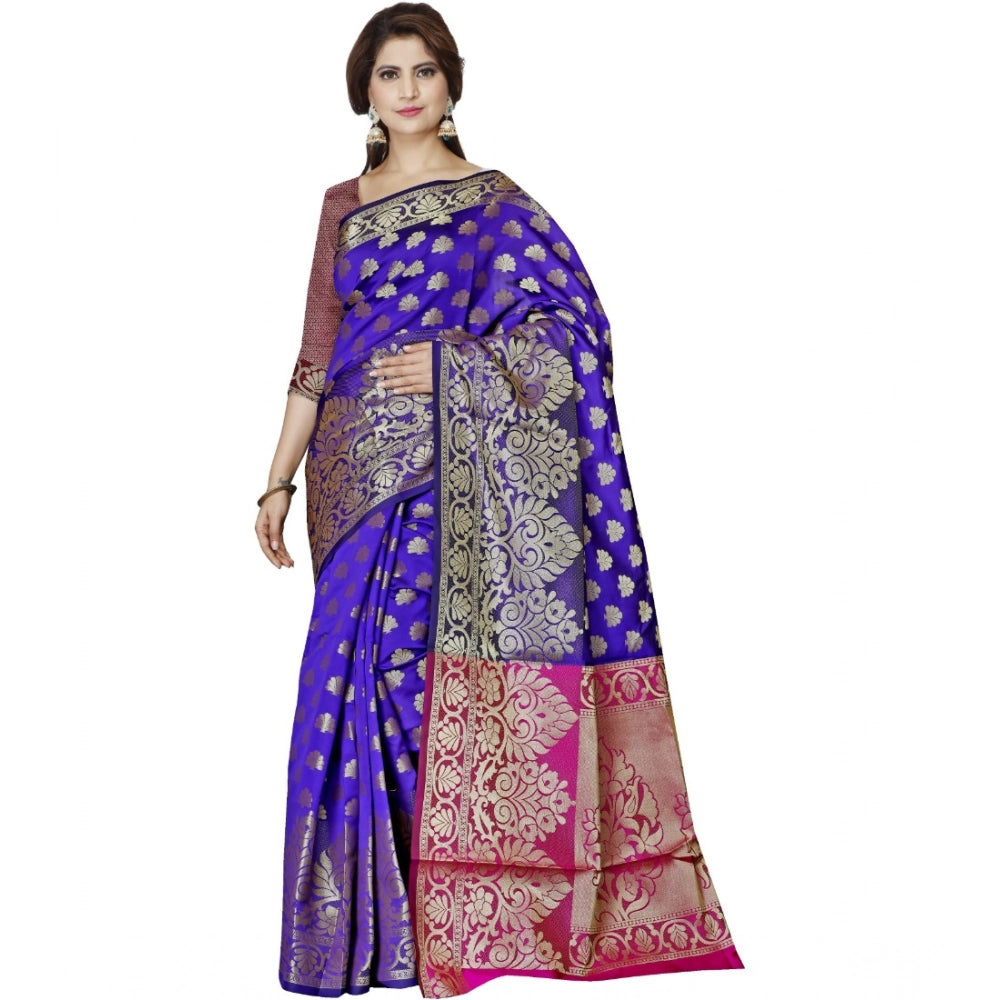 Women's Jacquard Woven Saree — Blue · 1034