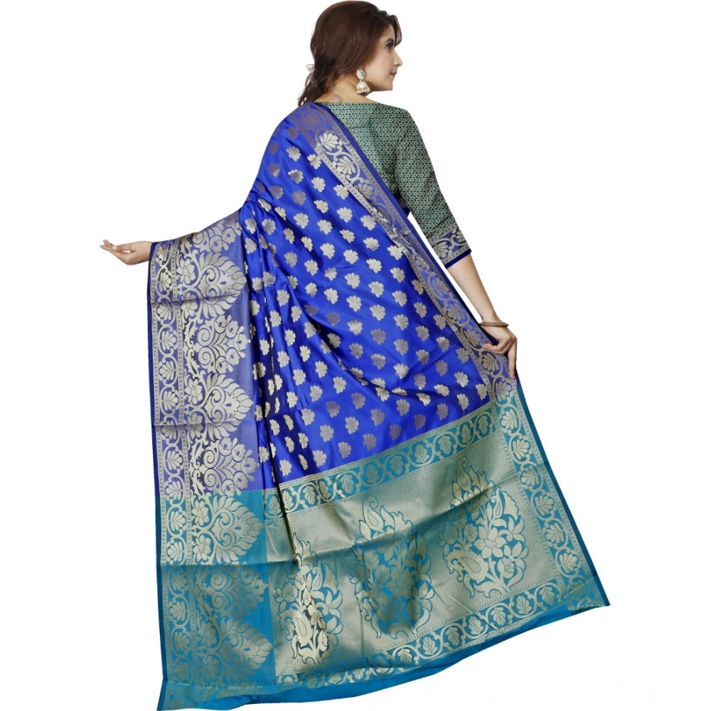 Women's Jacquard Woven Saree — Dark Blue