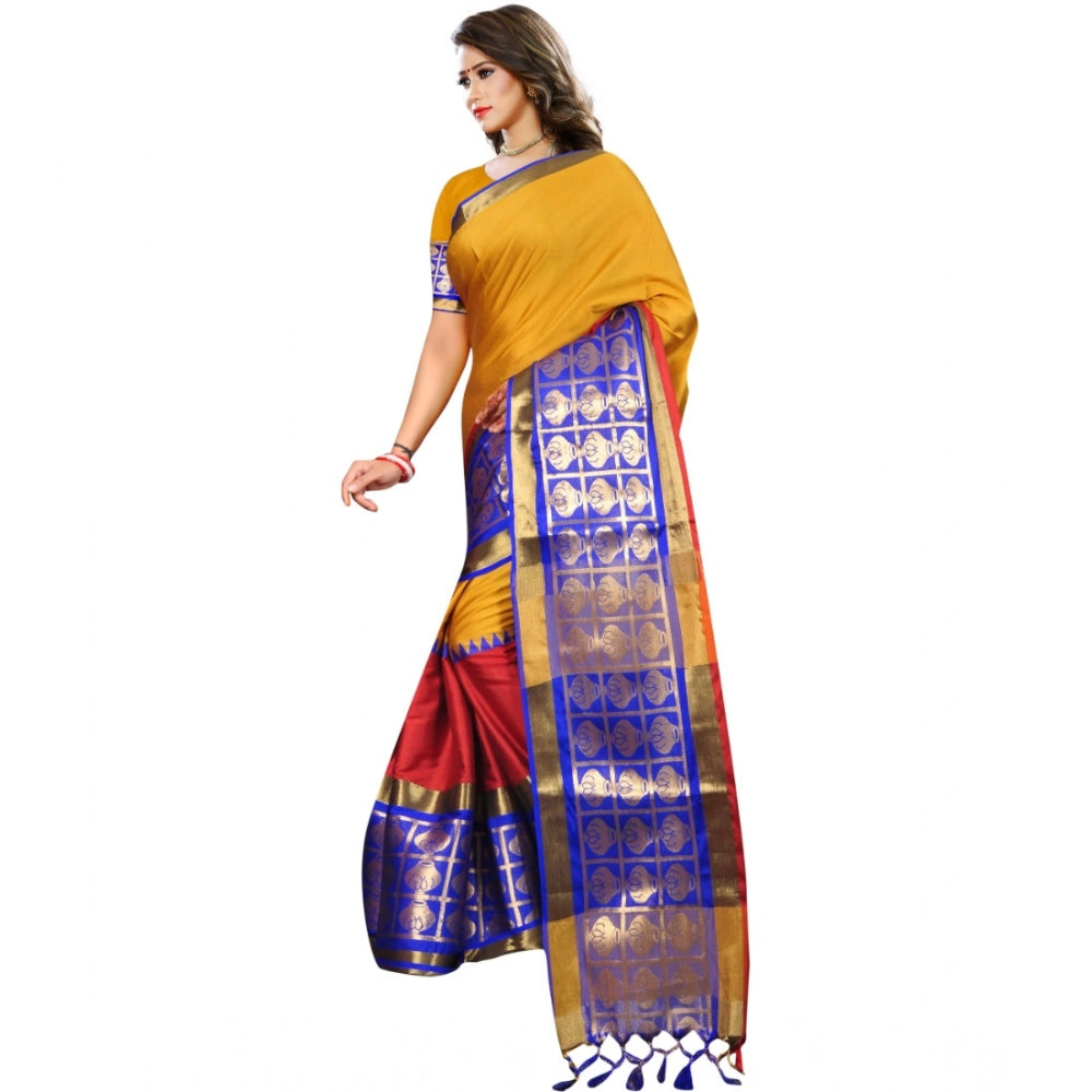 Women's Jacquard Woven Saree — Mustard · 1066