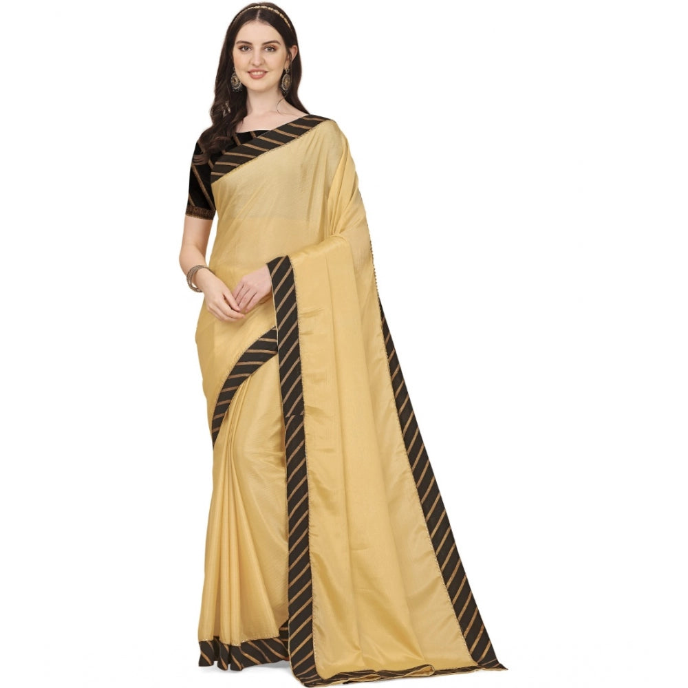 Women's Chiffon Self Design Saree — Yellow