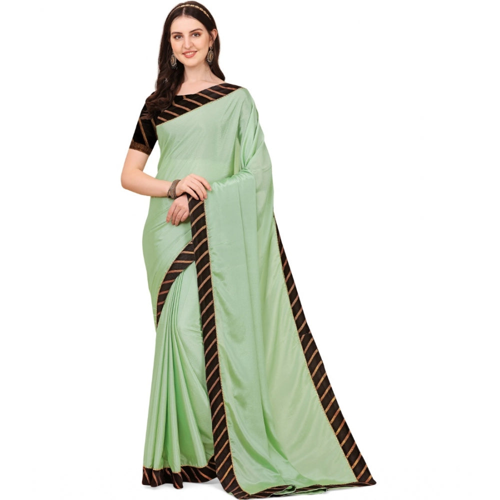 Women's Chiffon Self Design Saree — Light Green