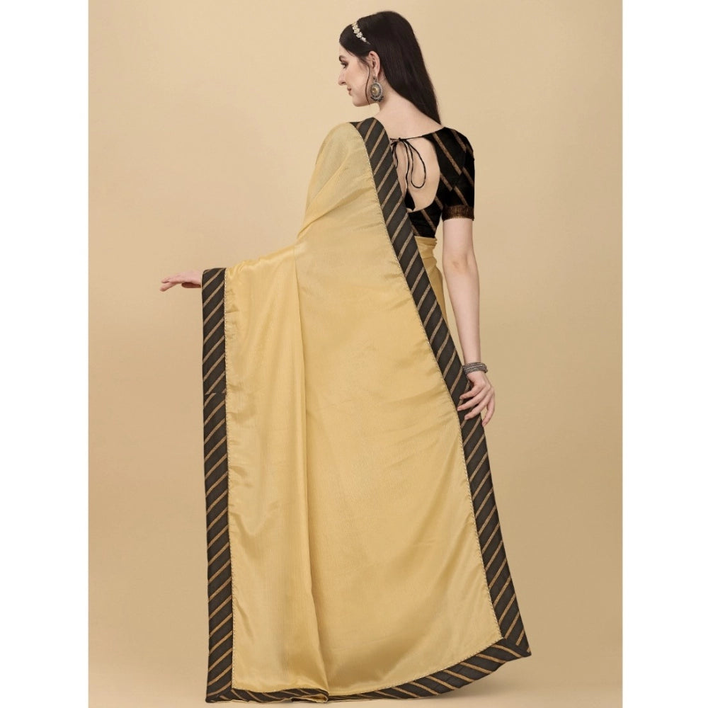 Women's Chiffon Self Design Saree — Yellow
