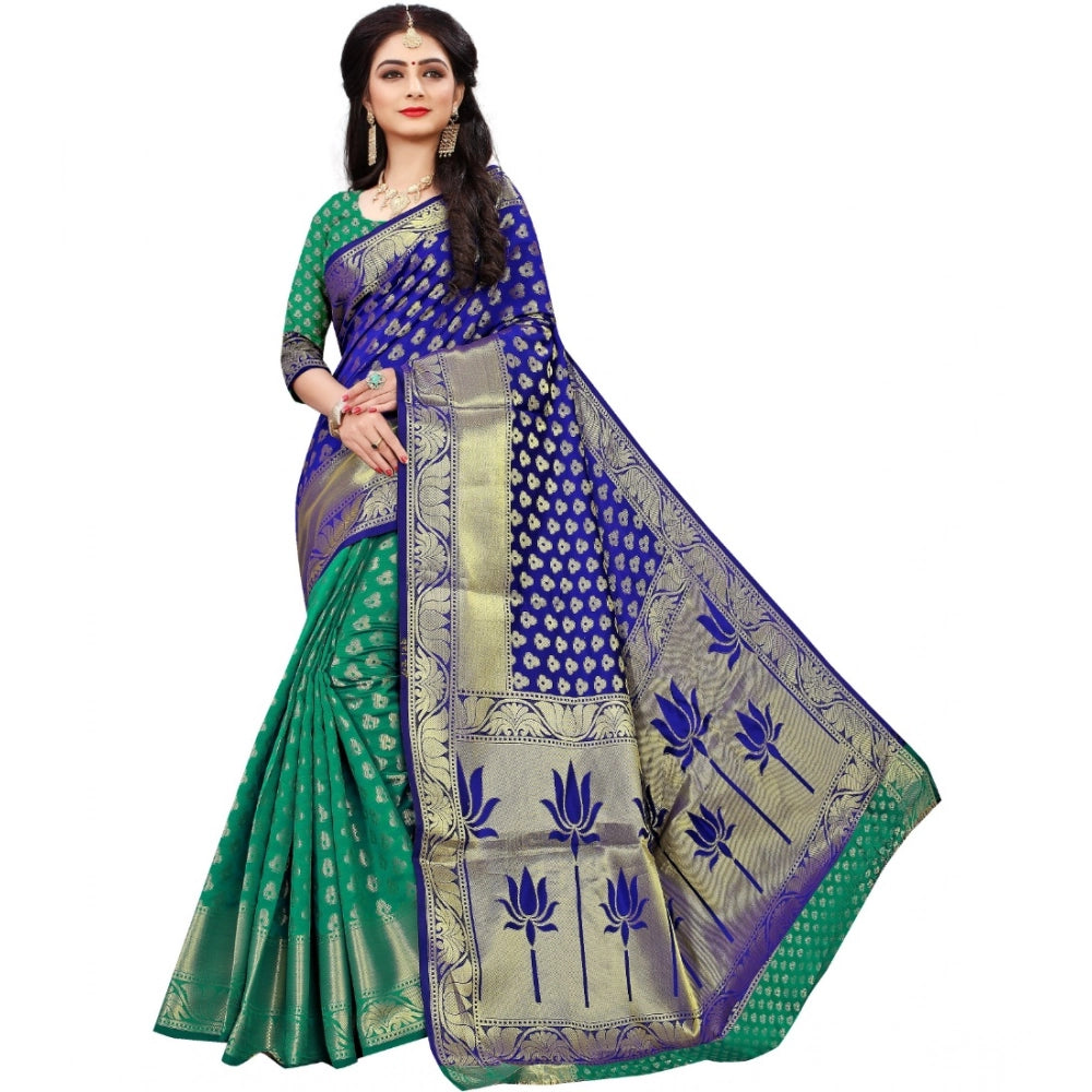 Women's Jacquard Woven Saree — Green · 1316