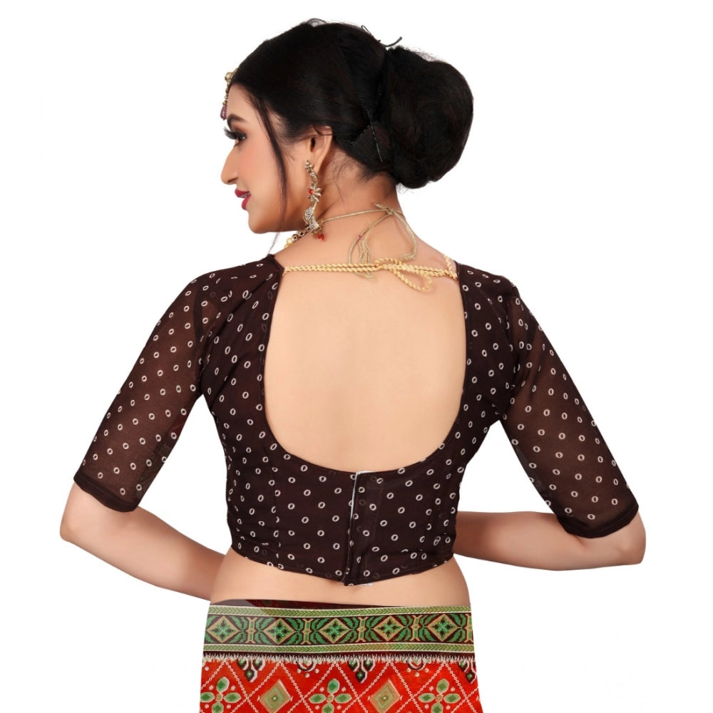 Women's Georgette Floral Print Saree — Orange