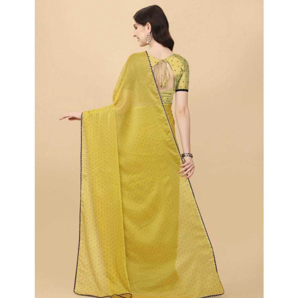 Women's Silk Blend Embellished Saree — Mustard
