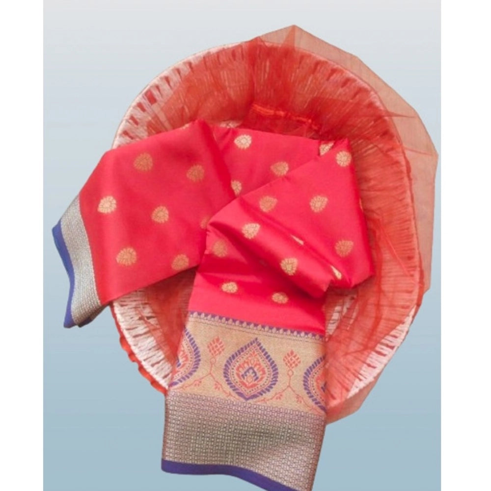 Women's Silk Blend Woven Saree — Red · 1413
