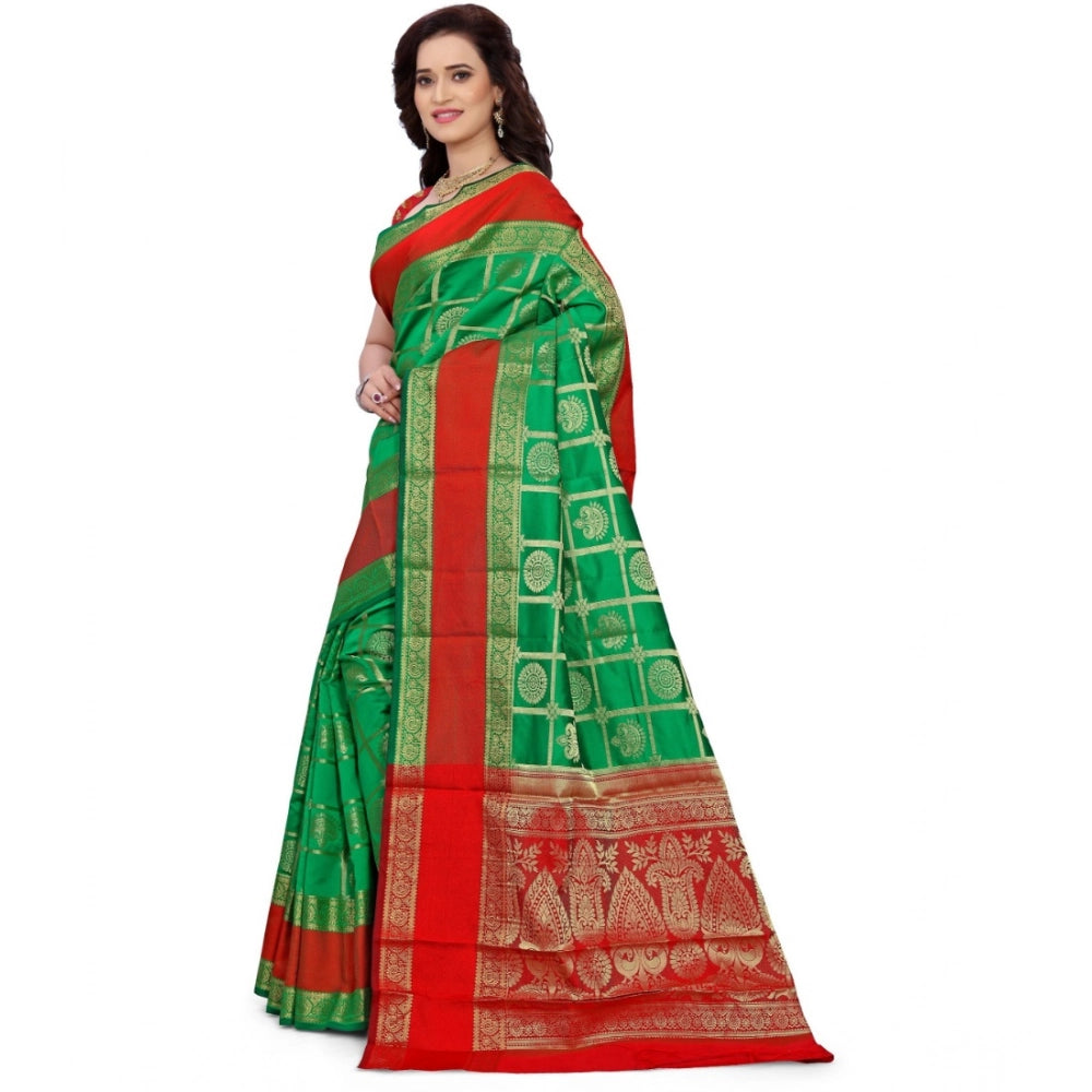 Women's Jacquard Woven Saree — Green · 1039