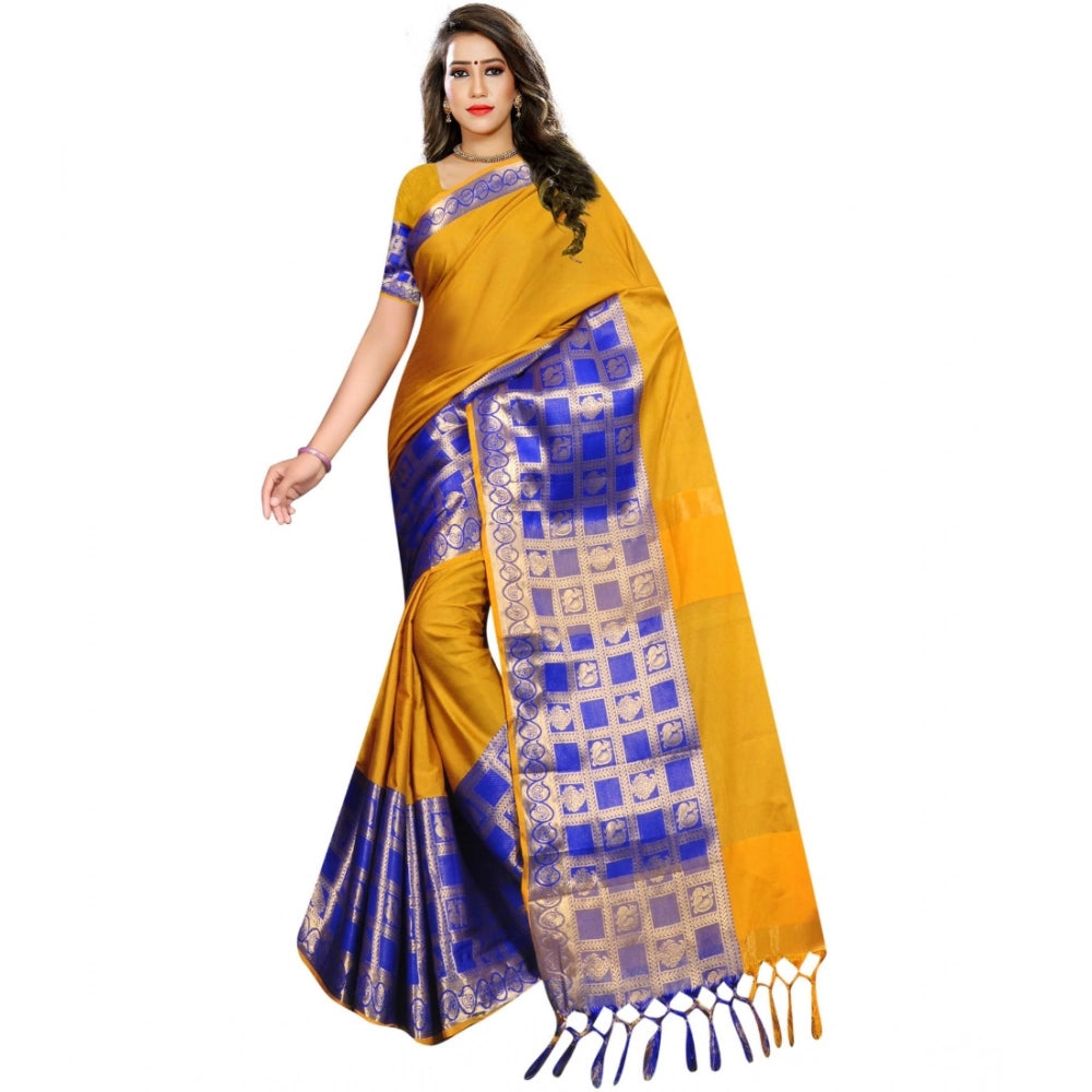 Women's Jacquard Woven Saree — Mustard · 1054