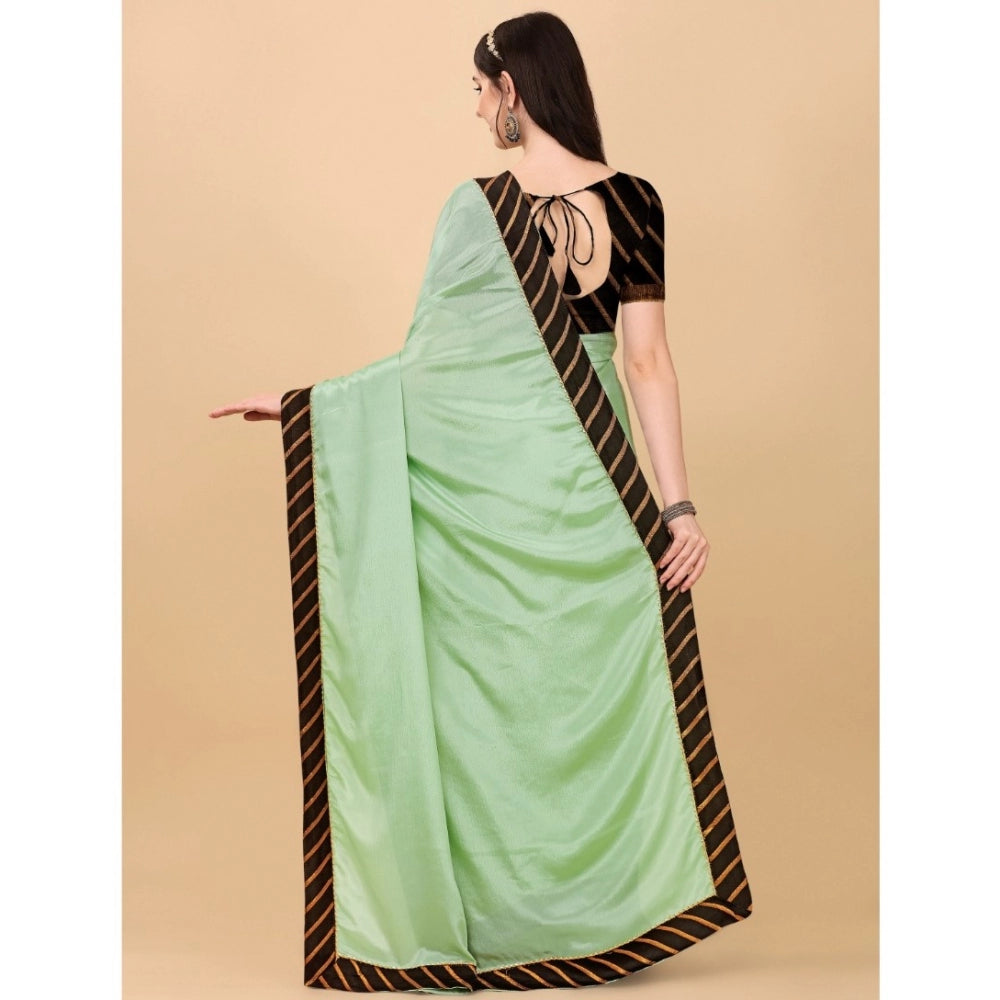 Women's Chiffon Self Design Saree — Light Green