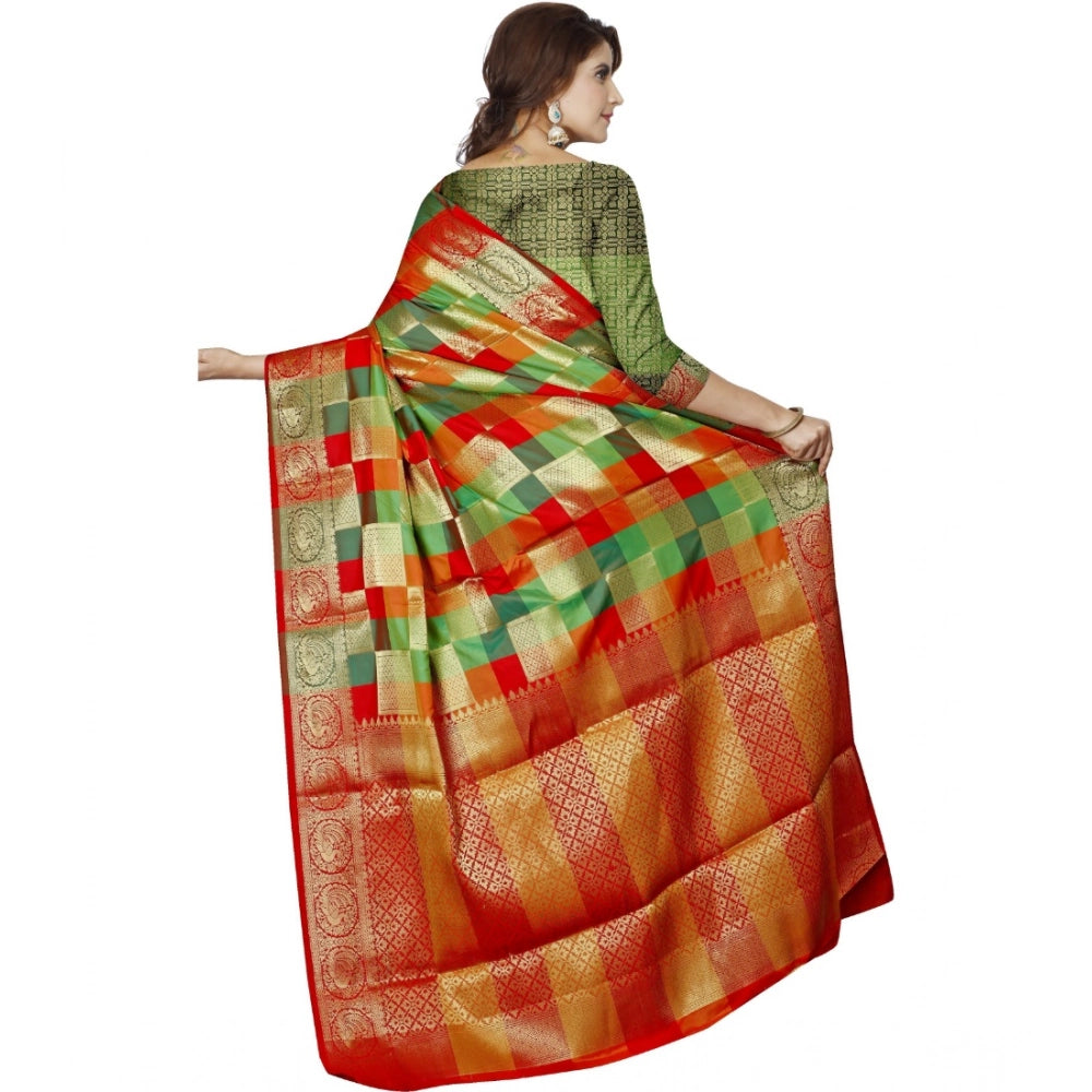 Women's Jacquard Woven Saree — Red · 1269