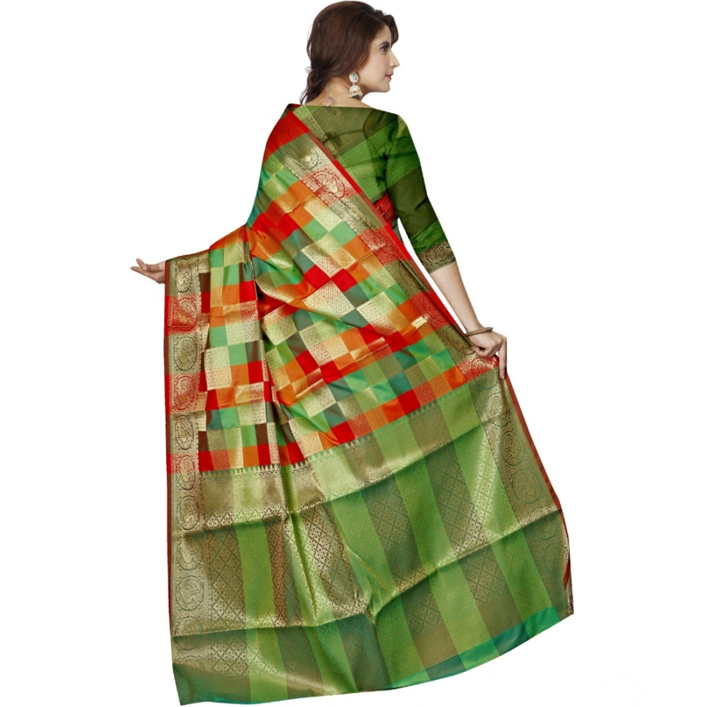Women's Jacquard Woven Saree — Green · 1268