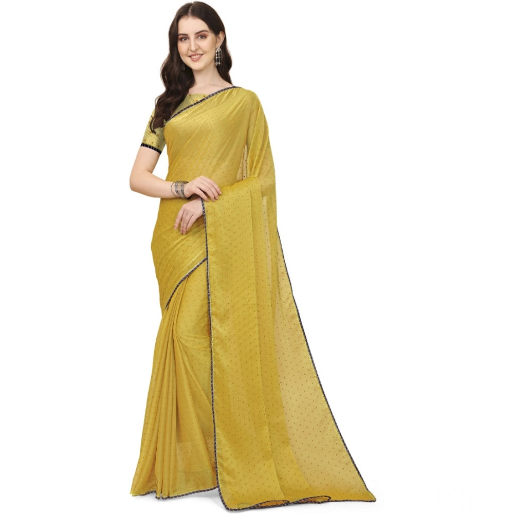 Women's Silk Blend Embellished Saree — Mustard