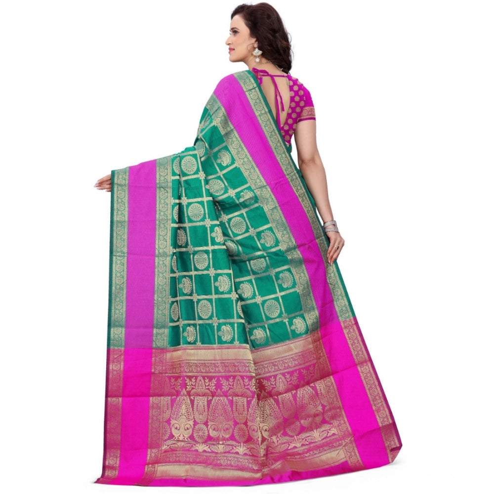 Women's Jacquard Woven Saree — Light Green